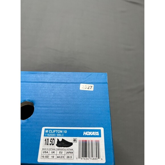 Hoka One One Clifton 10 Running Shoes Men\'s Size 10.5D Black Lace-Up 1162030